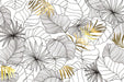 Black gold plant line style wallpaper | Living room bedroom decorative wall features light luxury plant motif with black and gold lines for elegant home decor