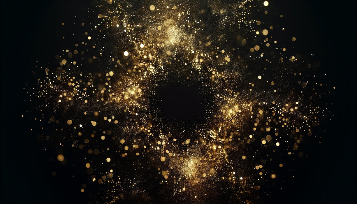 Black gold style wallpaper mural | Gold particles shimmer like stars - Carving wallpaper