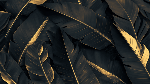 Black Gold Tropical Leaf Wallpaper Mural | Leaves - Carving wallpaper