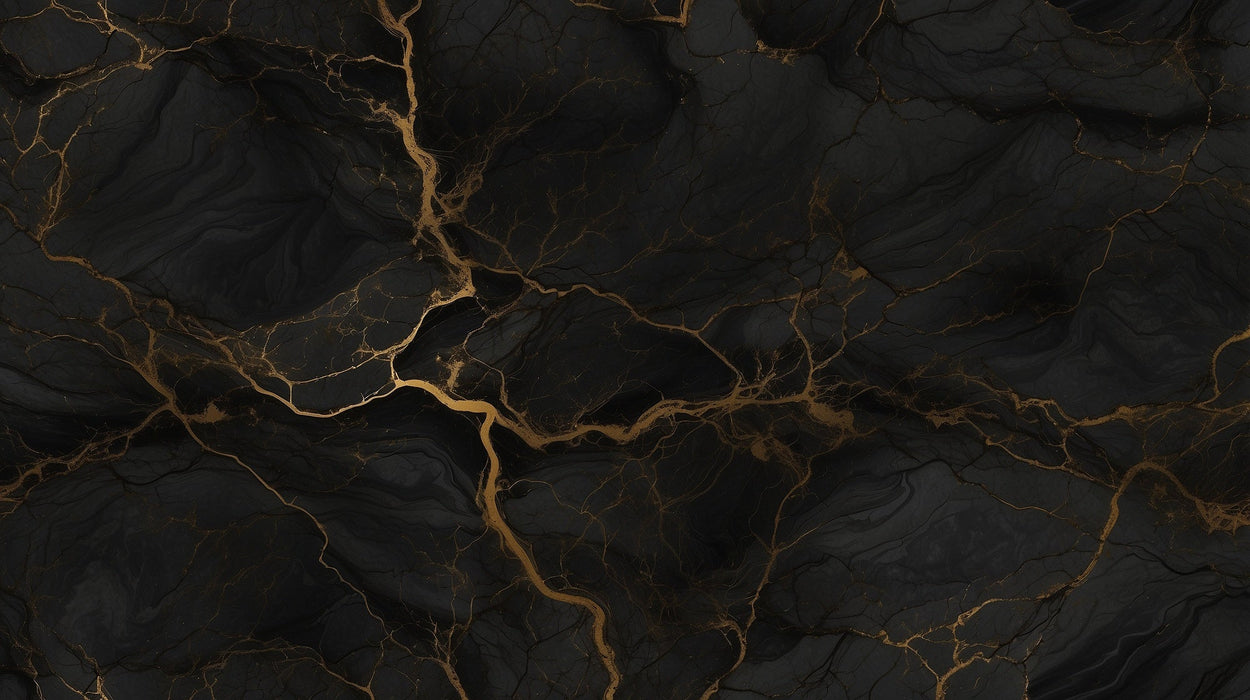 Black marble effect wallpaper mural | Gold texture - Carving wallpaper