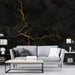 Black marble effect wallpaper mural | Gold texture - Carving wallpaper