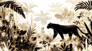 Black Panther Jungle Wallpaper Mural | Black Gold Color Animal Pattern - Carving wallpaper