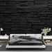 Black stone brick texture wallpaper mural | Stone brick - Carving wallpaper