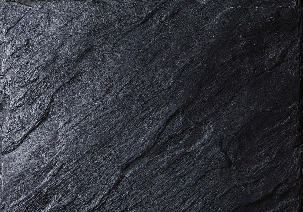 Black Stone Pattern Wallpaper Mural | Texture Space Renovation - capturing natural slate texture with a pure black base and rugged grooves