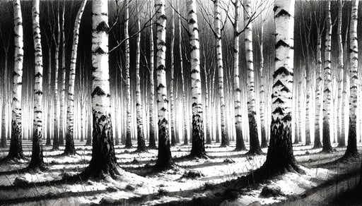 Black & White Birch Forest Wallpaper Mural | Artistic Monochrome Decor for Study & Living Room