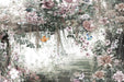 Blooming garden wallpaper mural | Flowers and butterflies embellish the romantic and dreamy atmosphere - Carving wallpaper