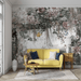 Blooming garden wallpaper mural | Flowers and butterflies embellish the romantic and dreamy atmosphere - Carving wallpaper