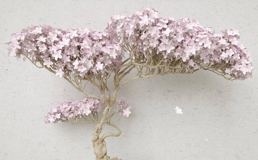 Blossoming Serenity Wall Mural | Pink Floral Bonsai Art for Elegant Interiors