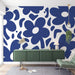 Blue and white floral wallpaper mural | Geometric flowers - Carving wallpaper