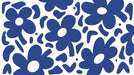 Blue and white floral wallpaper mural | Geometric flowers - Carving wallpaper