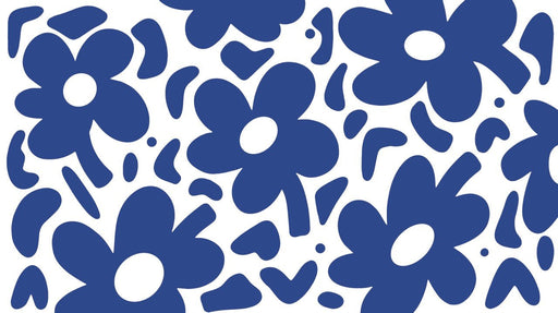 Blue and white floral wallpaper mural | Geometric flowers - Carving wallpaper