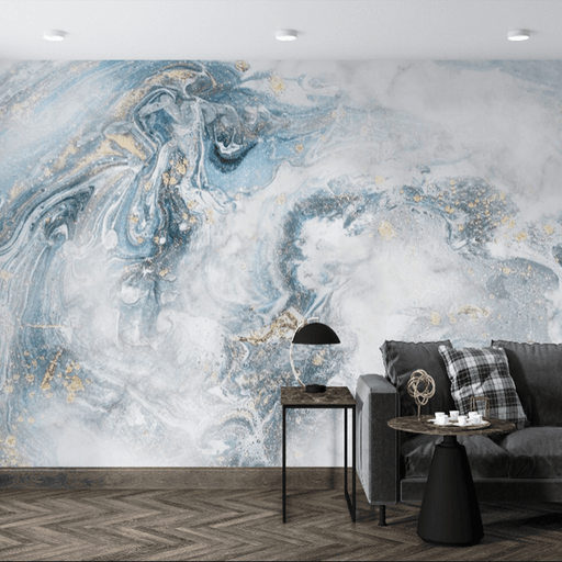 Blue and white gilt wallpaper murals | such as flowing ink elegant dream artistic atmosphere - Carving wallpaper