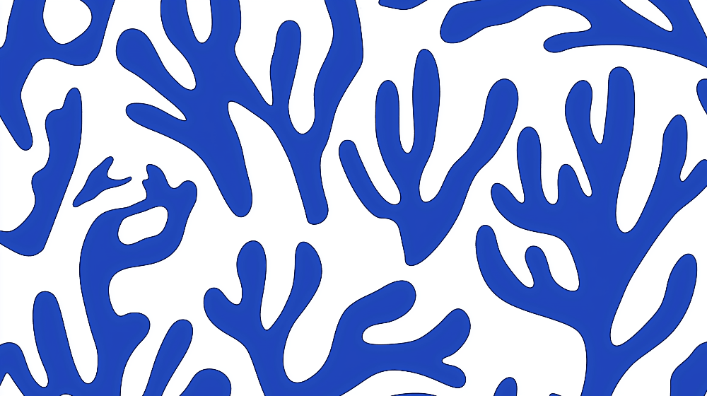 Blue Coral Wallpaper | Abstract Silhouette on White Background - Carving wallpaper