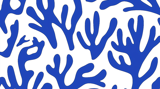 Blue Coral Wallpaper | Abstract Silhouette on White Background - Carving wallpaper