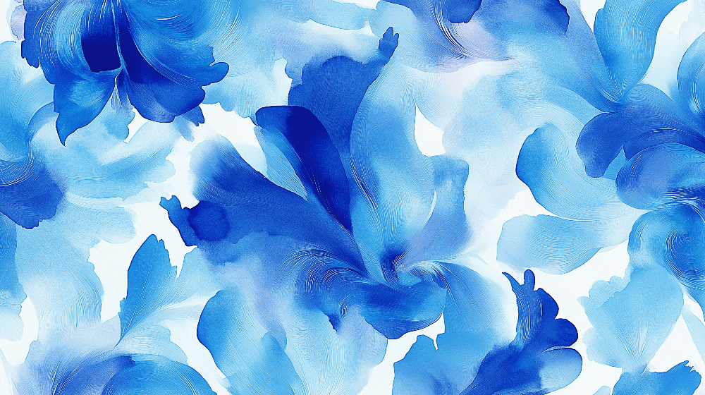 Blue floral watercolor wallpaper mural | Artistic sense - Carving wallpaper