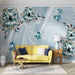 Blue gemstone floral dreamy style decorative mural | Wallpaper - Carving wallpaper
