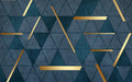 Blue Gold Geometric Mural | Triangle Splicing Wallpaper - Carving wallpaper