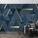 Blue Gold Geometric Mural | Triangle Splicing Wallpaper - Carving wallpaper