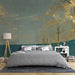 Blue Gold Tree Landscape Wallpaper Mural | Artistic Style - Carving wallpaper
