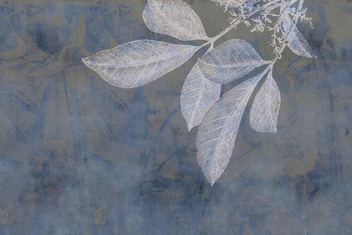 Blue - gray leaf flower wallpaper mural | white and white leaf veins simple fashion bedroom background wall - Carving wallpaper