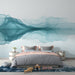 Blue - green abstract line wallpaper mural | blue - green lines - Carving wallpaper