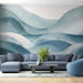 Blue wave wallpaper mural | Living room bedroom decorative wall - Misty blue ripple gradient wallpaper adds minimalist luxury and a soothing backdrop to modern living rooms and bedrooms