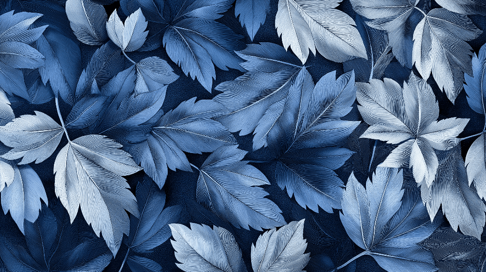 Blues Leaf Wallpaper Mural | High Definition Plants - Carving wallpaper