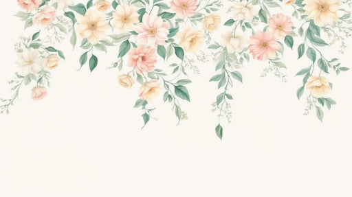 Botanical Bloom Wallpaper Mural | Light Tones - Floral & Green Décor for Bedroom & Living Room