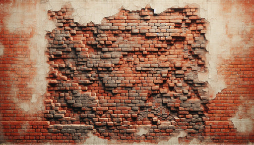 Brick wall wallpaper mural | Damaged wall art - Carving wallpaper