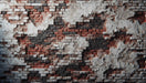 Broken wall wallpaper mural | Colorful bricks – vintage weathered brick wall with peeling plaster in red-brown, gray-black tones, industrial style for bedrooms or living rooms