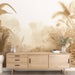 Brown Rainforest Wallpaper Mural | Tropical Plants - Carving wallpaper