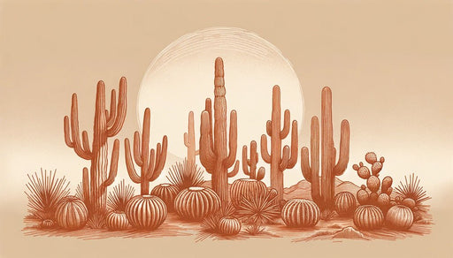 Cactus Wallpaper Mural | Sunset Pottery - Carving wallpaper