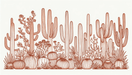 Cactus wallpaper with red soil on a white background - Carving wallpaper