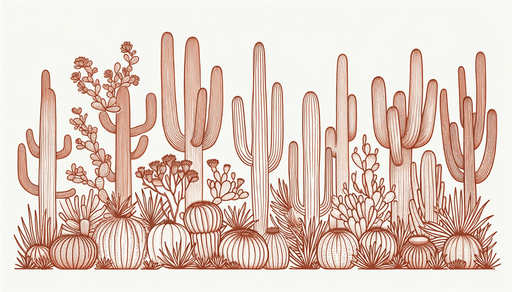 Cactus wallpaper with red soil on a white background - Carving wallpaper