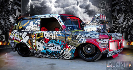 Car mural wallpaper | Street graffiti style car - Carving wallpaper