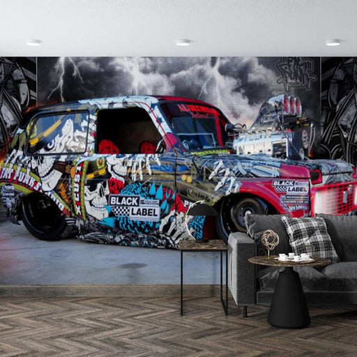 Car mural wallpaper | Street graffiti style car - Carving wallpaper
