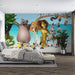 Cartoon Animal Wallpaper Mural | Monkey Lion Giraffe Children's Wallpaper - Carving wallpaper