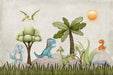 Cartoon dinosaur wallpaper| children's room parent-child atmosphere decorative wall: vibrant dinosaurs and playful scenery for kids’ rooms, parent-child interactive atmosphere