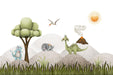 Cartoon dinosaur wallpaper mural | Dinosaur Sun - Carving wallpaper
