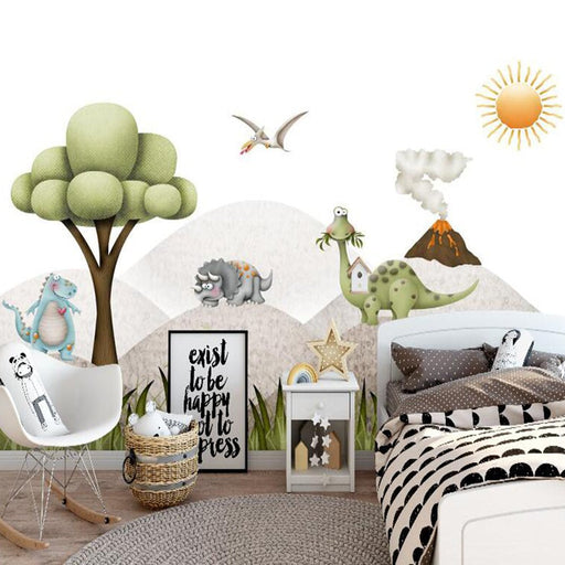 Cartoon dinosaur wallpaper mural | Dinosaur Sun - Carving wallpaper