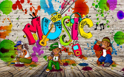 Cartoon letters wallpaper mural | full of fun, colorful wallpaper - Carving wallpaper