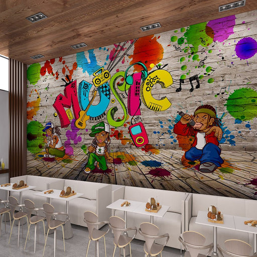 Cartoon letters wallpaper mural | full of fun, colorful wallpaper - Carving wallpaper