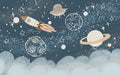 Cartoon Space Adventure Wallpaper – Dreamy Kids Room Decor