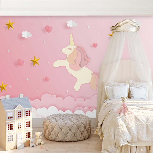 Cartoon Unicorn Mural Wallpaper | Yunxing Love Children's Wallpaper - Carving wallpaper