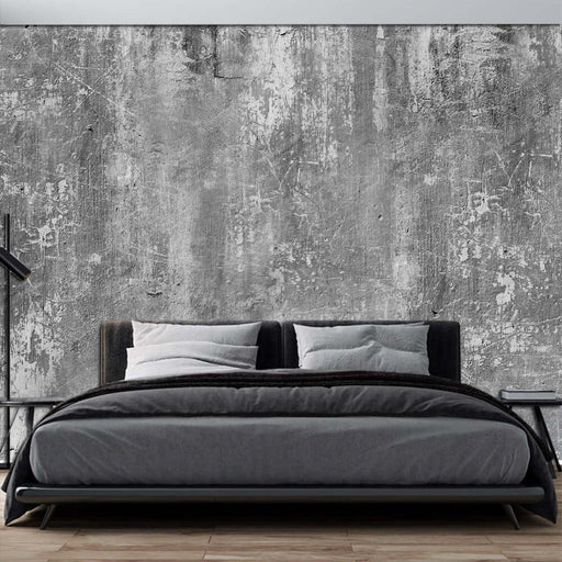 Cement textured wallpaper mural | Minimalist decorative wall in living room and study