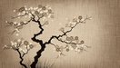 Cherry Blossom Wallpaper Mural | Beige Background and Brown Cherry Blossoms - Carving wallpaper