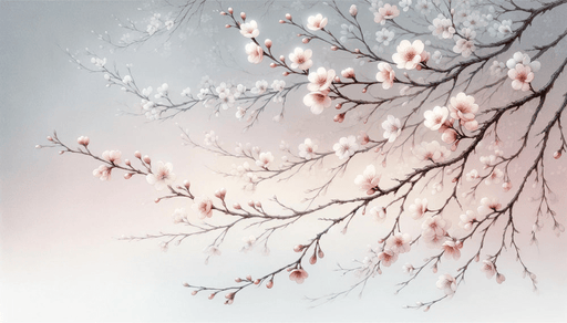Cherry blossom wallpaper with pink flowers and gradient background of Japanese trees - Carving wallpaper