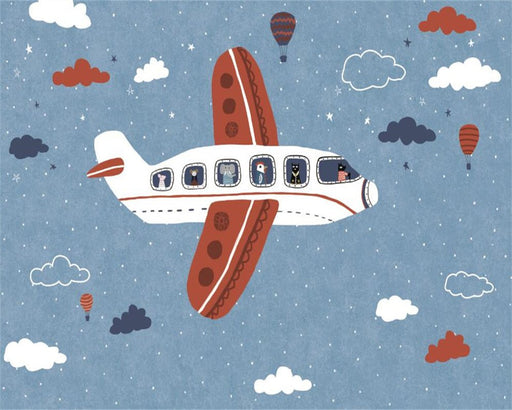Childhood Fun Airplane Mural | Cartoon Aviation Wallpaper - Carving wallpaper