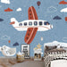 Childhood Fun Airplane Mural | Cartoon Aviation Wallpaper - Carving wallpaper