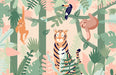 Childish Jungle Animal Wallpaper Mural | Children's Room Bedroom Decoration - Carving wallpaper